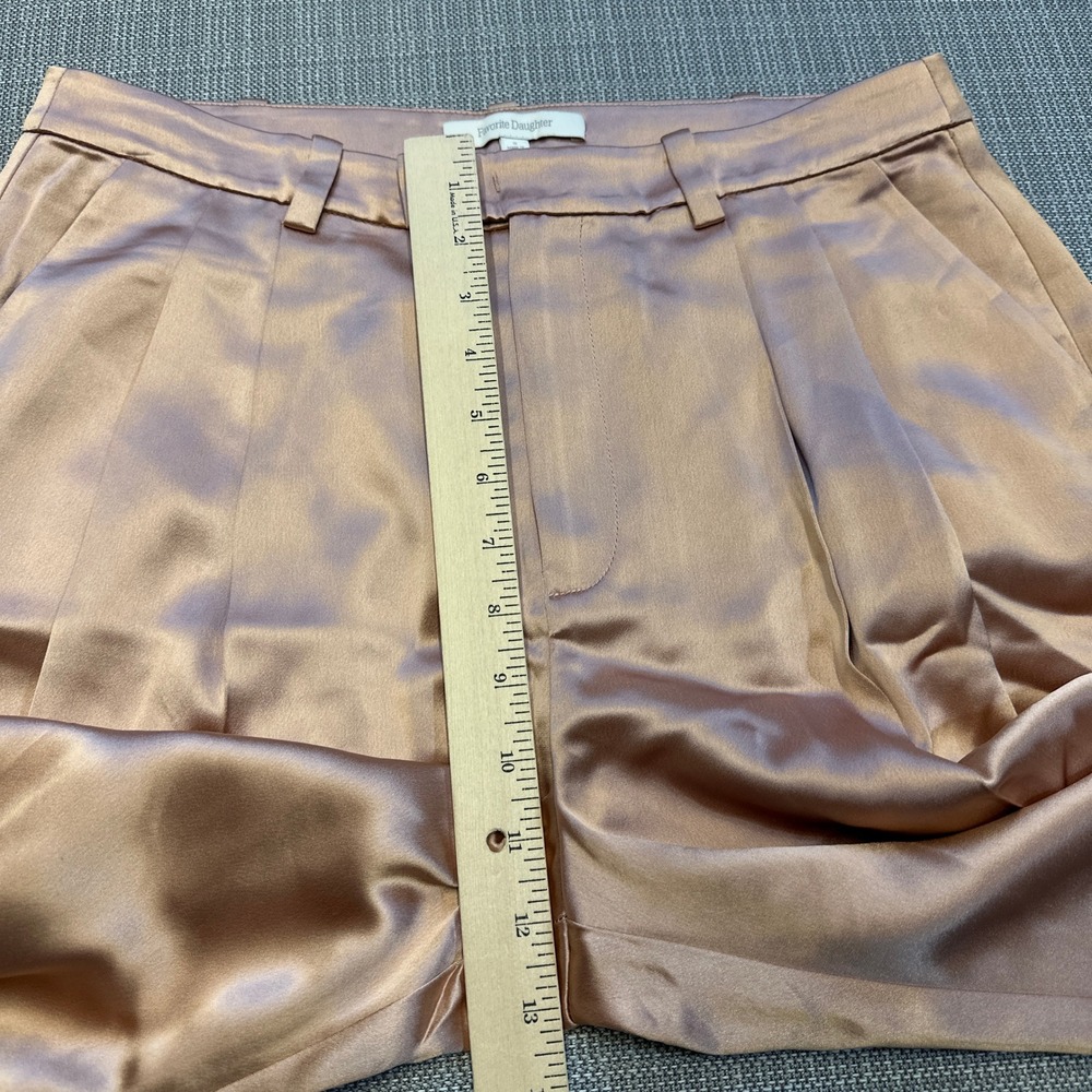 Favorite Daughter Tuscany Satin Wide Leg Pants size 8 Champagne Pink Pleated - Picture 10 of 13